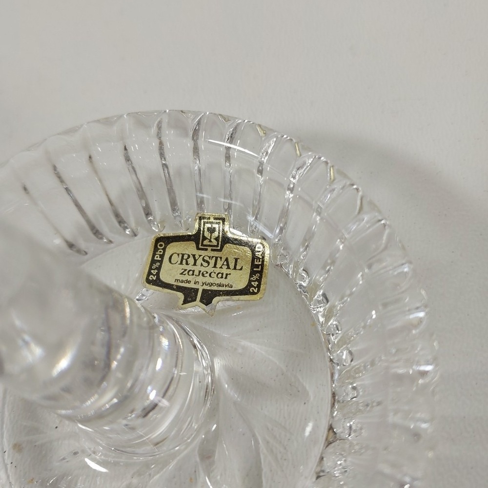 Zajecar Kristal Ring Holder Dish Clear 24% Lead Crystal Pressed Glass Star Burst - Picture 4 of 5